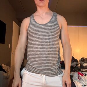 Men's Gray Striped Tank Top